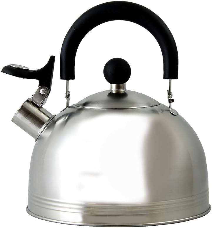Mr. Coffee Carterton Stainless Steel Whistling Tea Kettle – 1.5-Quart Capacity, Mirror Polish Finish, Durable Tea Kettle for Stovetop, Fast Boiling, Easy Pouring - Image 1
