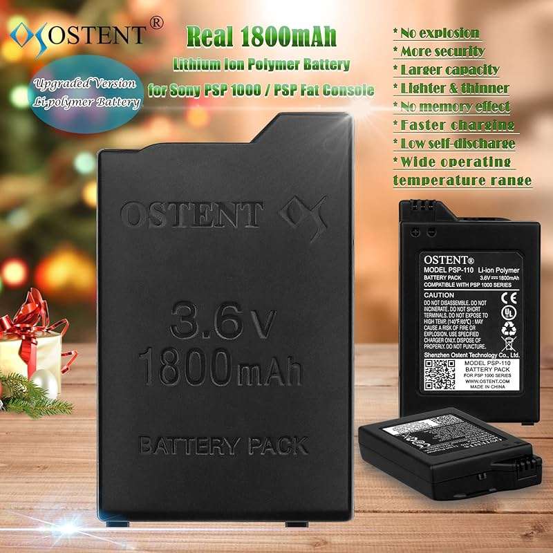 OSTENT 1800mAh 3.6V Lithium Ion Li-ion Polymer Rechargeable Battery Pack Replacement for Sony PSP 1000 Console PSP-110 Video Games - Image 2