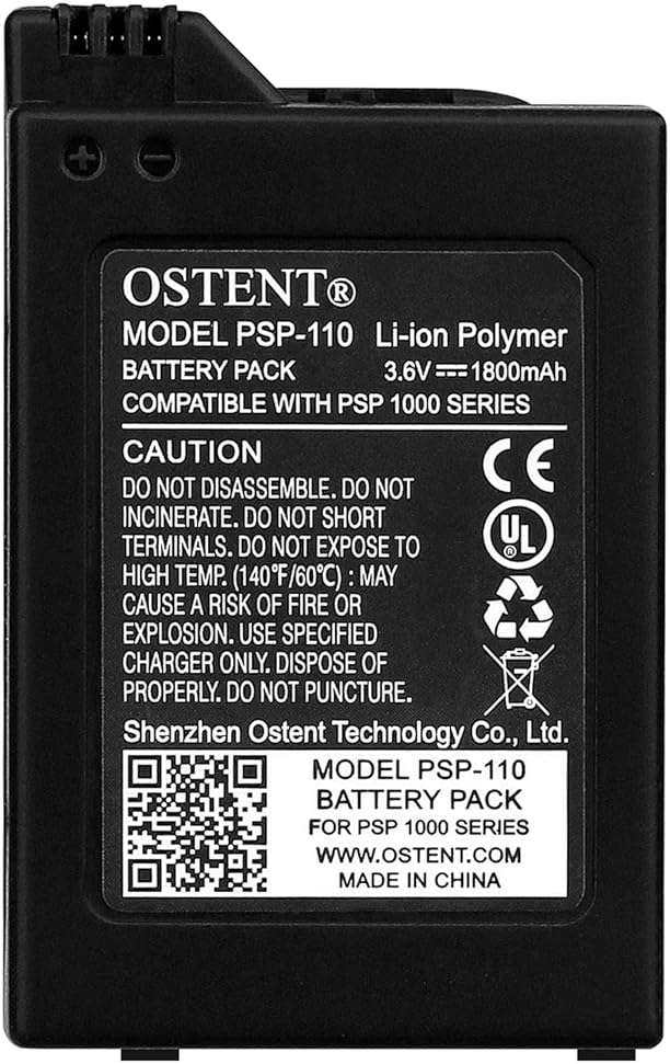 OSTENT 1800mAh 3.6V Lithium Ion Li-ion Polymer Rechargeable Battery Pack Replacement for Sony PSP 1000 Console PSP-110 Video Games - Image 8