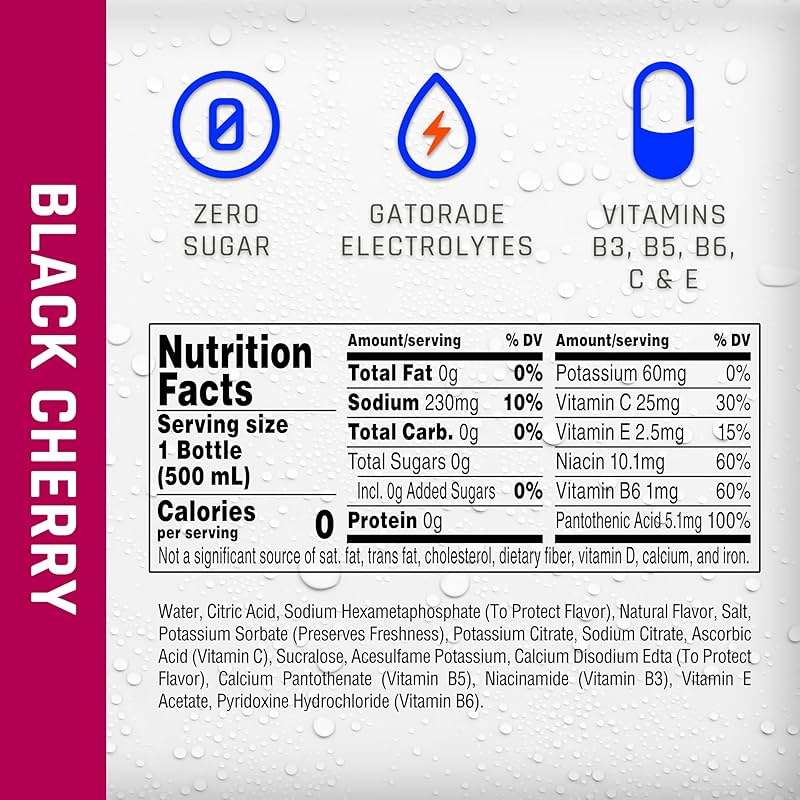 Propel, Black Cherry, Zero Calorie Sports Drinking Water with Electrolytes and Vitamins C&E, 16.9 Fl Oz (12 Count) - Image 2
