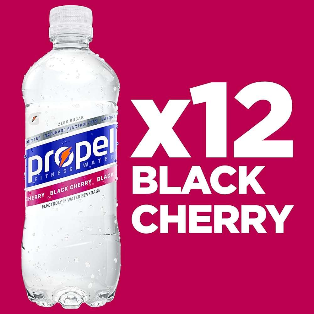 Propel, Black Cherry, Zero Calorie Sports Drinking Water with Electrolytes and Vitamins C&E, 16.9 Fl Oz (12 Count) - Image 3