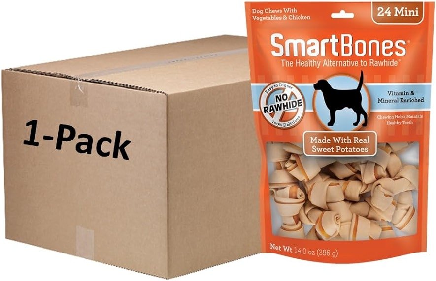 SmartBones Mini Chews With Real Sweet Potato, Rawhide-Free Chews For Dogs, 24 Count - Product Image