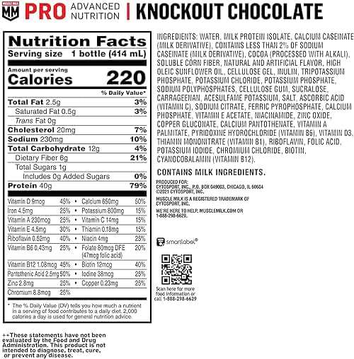 Muscle Milk Pro Advanced Nutrition Protein Shake, Knockout Chocolate, 14 Fl Oz Bottle, 12 Pack, 40g Protein, 1g Sugar, 16 Vitamins & Minerals, 6g Fiber, Workout Recovery, Packaging May Vary - Image 2