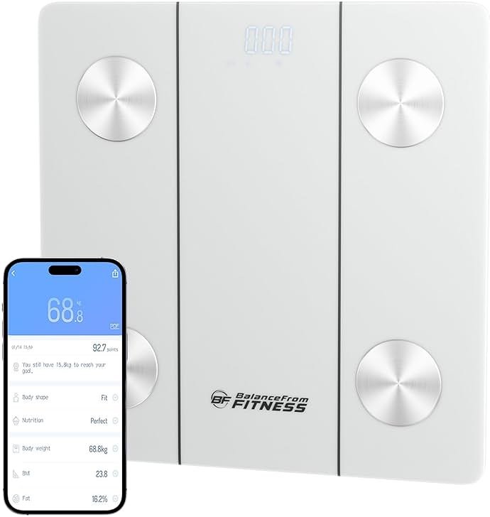 Signature Fitness High Accuracy Plus Digital Bathroom Scale with Backlight LCD and Step-On Technology, Silver - Product Image