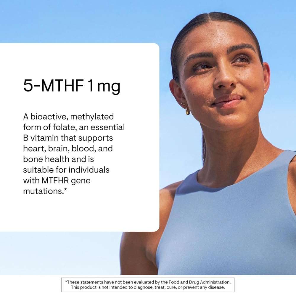 THORNE - 5-MTHF - Methylfolate (Active B9 Folate) Supplement - Supports Cardiovascular Health, Fetal Development, Nerve Health, Methylation & Homocysteine Levels* - 60 Servings - 5-MTHF 1mg - Image 3