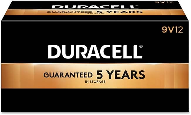 Duracell - CopperTop 9V Alkaline Batteries - long lasting, all-purpose 9 Volt battery for household and business, 12 Count (Pack of 1) (MN1604BKD) - Product Image