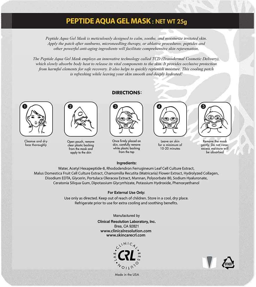 Clinical Resolution CRL Peptide Aqua Gel Mask 5 Pack Instant Hydration, Soothing & Cooling, Helps Comfort Skin After Professional Treatments, for a Refreshed, Healthy-Looking Complexion | Instant Hydration, Soothing & Cooling, Helps Comfort Skin After Professional Treatments - Image 7