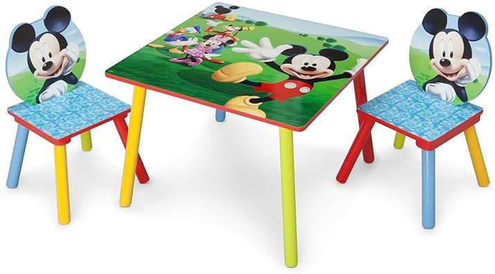 Delta Children - Disney Mickey Mouse Kids Table and Chair Set 3- Piece Set (2 Chairs Included) - Ideal for Arts & Crafts, Snack Time, Homework & More, Pink - Image 1