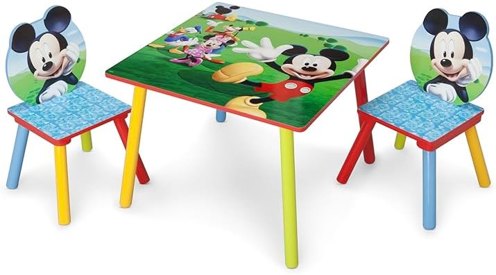 Delta Children - Disney Mickey Mouse Kids Table and Chair Set 3- Piece Set (2 Chairs Included) - Ideal for Arts & Crafts, Snack Time, Homework & More, Pink - Product Image