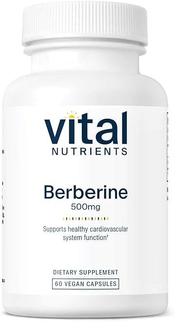 Vital Nutrients Berberine -Supports Bowel Function and Normal Triglyceride Levels -Vegan Supplement- Gluten, Dairy, and Soy Free -500 mg -60 Capsule - Product Image