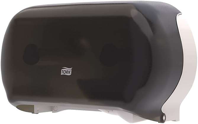 Tork Twin Jumbo Toilet Paper Roll Dispenser Smoke T22, Refill Indicator Window, 56TR - Image 2