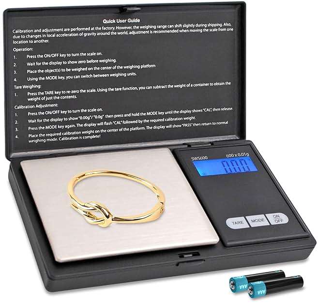Smart Weigh SWS600 Elite 600g x 0.1g Digital Gram Scale, Pocket Sized Jewelry, Nutrition Kitchen, and School Scale, Slim Design, Black - Image 1