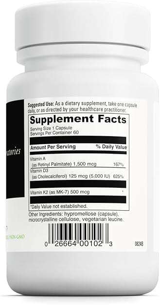 DAVINCI Labs ADK - Helps Support Bone, Heart & Immune Health - Dietary Supplement with Vitamins A, D3 & K2 (as MK-7) - Vegetarian, Gluten Free & Soy Free - 60 Capsules - Image 2