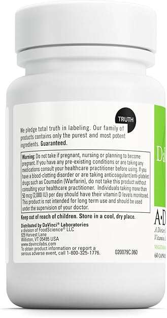 DAVINCI Labs ADK - Helps Support Bone, Heart & Immune Health - Dietary Supplement with Vitamins A, D3 & K2 (as MK-7) - Vegetarian, Gluten Free & Soy Free - 60 Capsules - Image 3