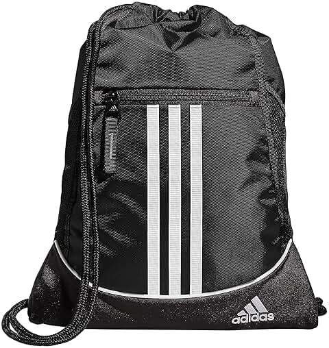 adidas Alliance Sackpack – Drawstring Backpack for Sports, Small Gym Bag, Black/2, OSFA - Image 1