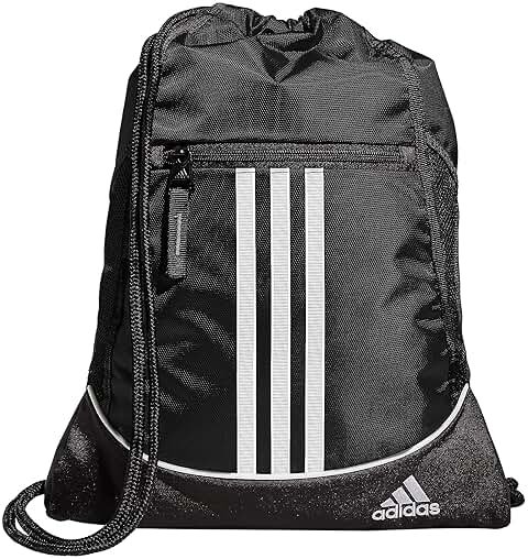 adidas Alliance Sackpack – Drawstring Backpack for Sports, Small Gym Bag, Black/2, OSFA - Product Image