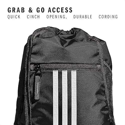 adidas Alliance Sackpack – Drawstring Backpack for Sports, Small Gym Bag, Black/2, OSFA - Image 3