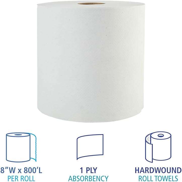 Boardwalk BWK17GREEN Boardwalk Green Universal Roll Towels, Natural White, 8" x 800ft (Case of 6 Rolls) - Image 2
