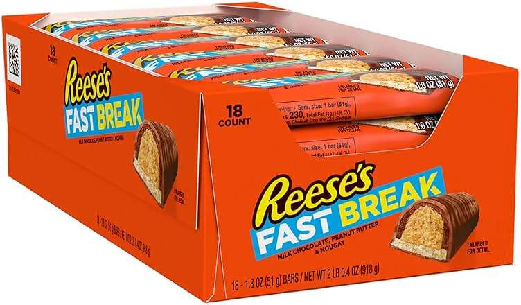 REESE'S FAST BREAK Peanut Butter Nougat Candy Bars, 1.8 oz (Pack of 18) - Image 3