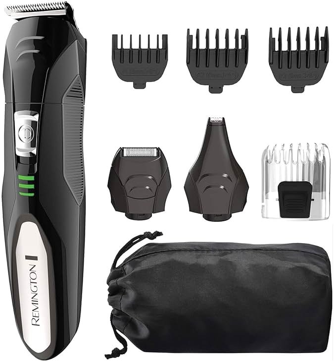 Remington All-in-One Grooming Kit, Lithium Powered, 8 Piece Set with Trimmer, Men's Shaver, Clippers, Beard and Stubble Combs, PG6025, Black - Product Image