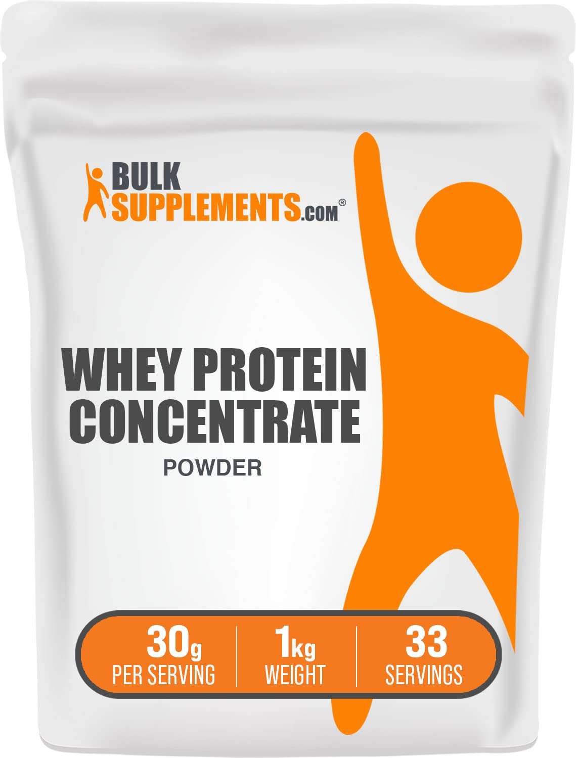 BulkSupplements.com Whey Protein Concentrate Powder - Whey Protein Powder Supplement, Unsweetened, Unflavored & Gluten Free, 30g per Serving, 1kg (2.2 lbs) (Pack of 1) - Image 1