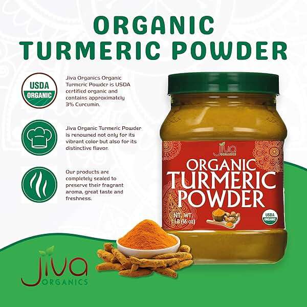 Organic Turmeric Powder 1 Pound Jar by Jiva Organics - 100% Raw with Curcumin - Lab Tested & Reports Available - Raw from India - Image 3