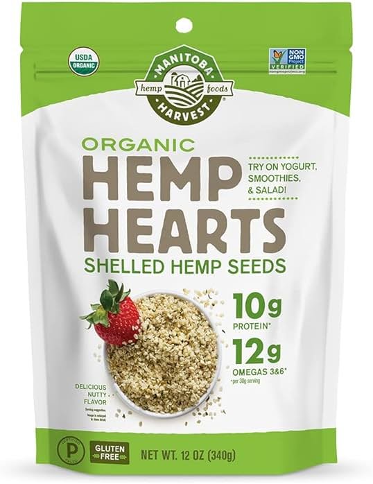 Manitoba Harvest Organic Hemp Hearts, 12oz, 10g Plant Based Protein and 12g Omega 3 & 6 per Srv, Smoothies, yogurt & salad, Non-GMO, Vegan, Keto, Paleo, Gluten Free - Product Image