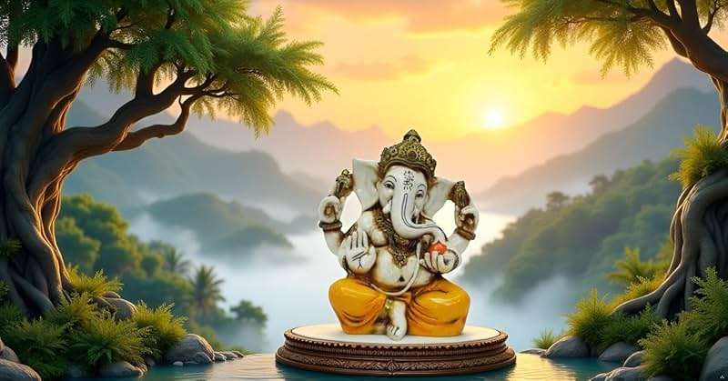 Lightahead The Blessing. Lord RAJA Ganesh GANPATI Statue of Elephant Hindu GOD in Color & Gold Made from Marble Powder in India - Image 6