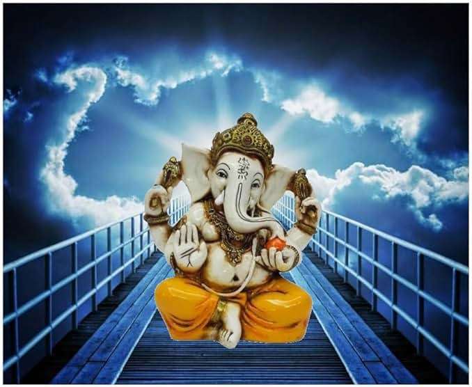 Lightahead The Blessing. Lord RAJA Ganesh GANPATI Statue of Elephant Hindu GOD in Color & Gold Made from Marble Powder in India - Image 7
