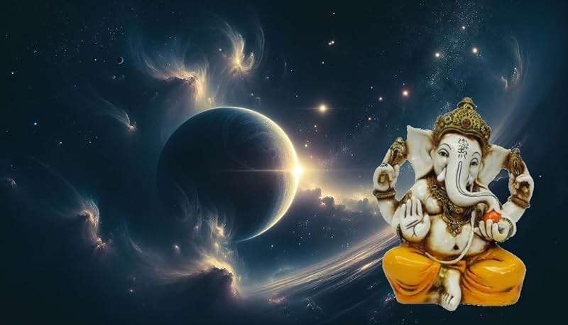 Lightahead The Blessing. Lord RAJA Ganesh GANPATI Statue of Elephant Hindu GOD in Color & Gold Made from Marble Powder in India - Image 9