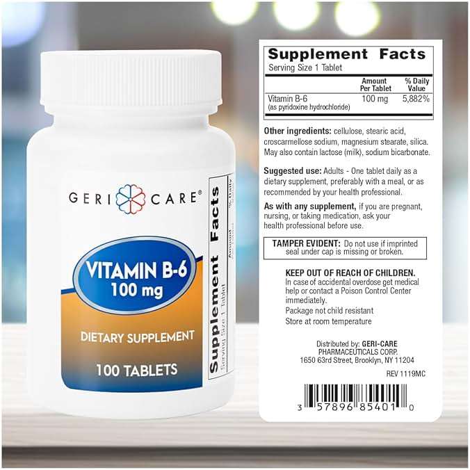 GeriCare Vitamin B-6 100mg, 100 Tablets – Daily Nutritional Support for Healthy Brain Function, Mood Enhancement, Circulatory Health & Metabolism – Helps Combat Fatigue & Promote Overall Wellness - Image 3