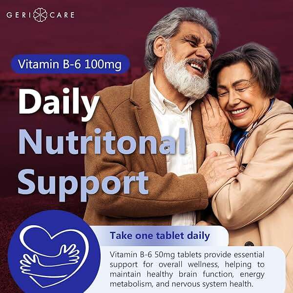 GeriCare Vitamin B-6 100mg, 100 Tablets – Daily Nutritional Support for Healthy Brain Function, Mood Enhancement, Circulatory Health & Metabolism – Helps Combat Fatigue & Promote Overall Wellness - Image 5