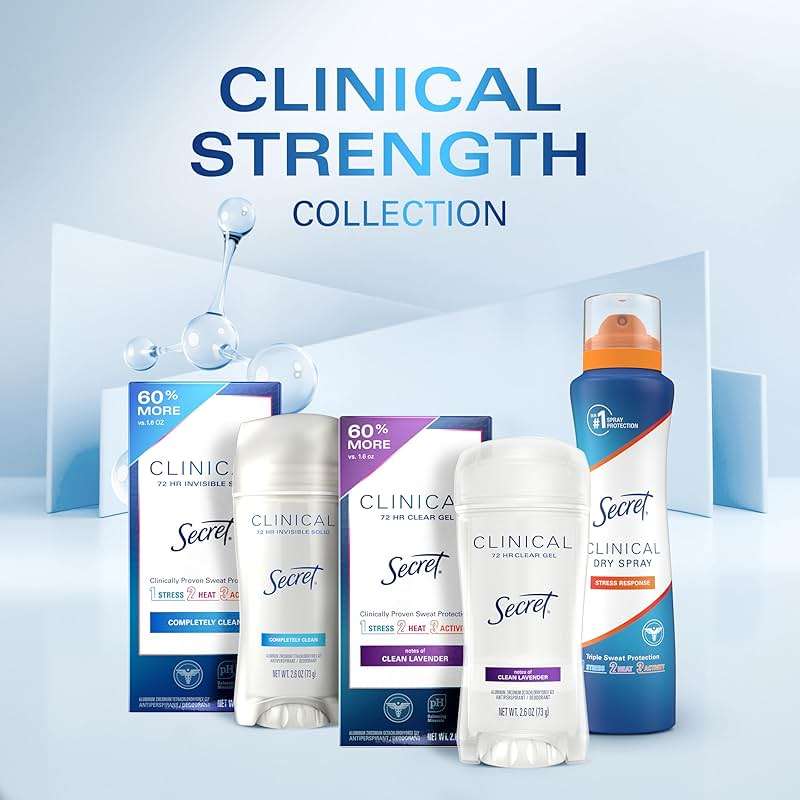 Secret Clinical Strength 100HR Sweat & Odor, Invisible Solid Antiperspirant Deodorant for Women, 3X Stress Protection with Hyaluronic Acid, PH Balanced, Clean Lavender Scent, 2.6 oz - Image 12