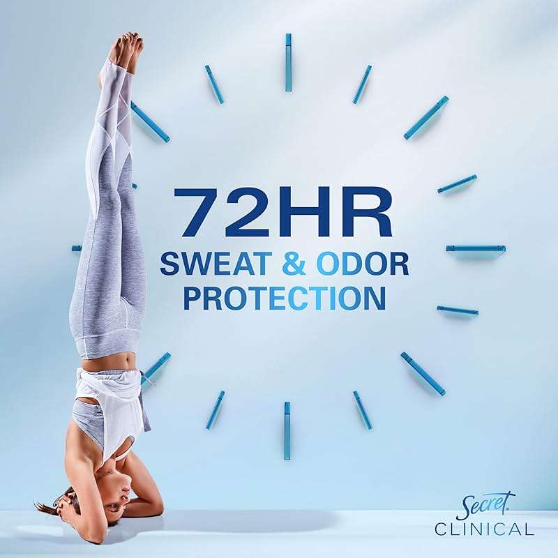 Secret Clinical Strength 100HR Sweat & Odor, Invisible Solid Antiperspirant Deodorant for Women, 3X Stress Protection with Hyaluronic Acid, PH Balanced, Clean Lavender Scent, 2.6 oz - Image 3