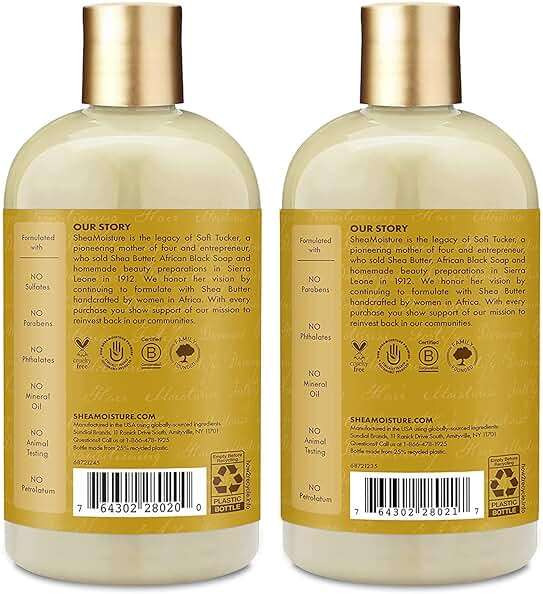 SheaMoisture Shampoo & Conditioner Set, Deep Moisturizing with Raw Shea Butter, Sea Kelp & Argan Oil for Coily & Curly Hair, 13 Oz Ea - Image 2