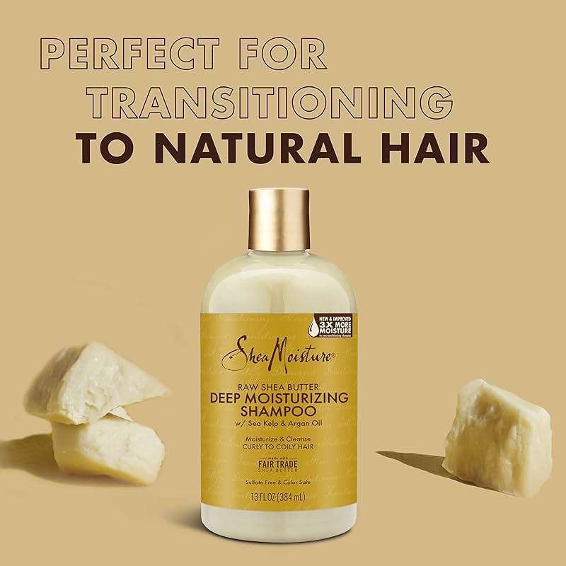 SheaMoisture Shampoo & Conditioner Set, Deep Moisturizing with Raw Shea Butter, Sea Kelp & Argan Oil for Coily & Curly Hair, 13 Oz Ea - Image 4