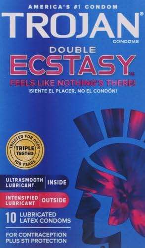 Trojan Ecstasy Heat Latex Lubricated Ribbed Condoms for Men with Warming Lubricant for a Heightened Experience, Helps Reduce Risk of Pregnancy and Sexually Transmitted Infections (STIs), 10 Count - Image 2