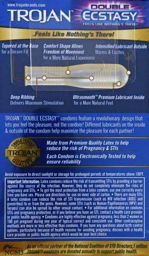 Trojan Ecstasy Heat Latex Lubricated Ribbed Condoms for Men with Warming Lubricant for a Heightened Experience, Helps Reduce Risk of Pregnancy and Sexually Transmitted Infections (STIs), 10 Count - Image 3