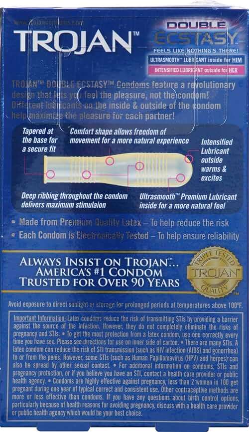 Trojan Ecstasy Heat Latex Lubricated Ribbed Condoms for Men with Warming Lubricant for a Heightened Experience, Helps Reduce Risk of Pregnancy and Sexually Transmitted Infections (STIs), 10 Count - Image 4