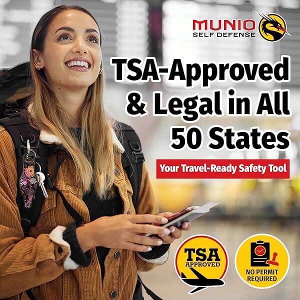 MUNIO Self Defense Keychain – Lightweight, Stylish & Portable Safety Tool for Women & Men – Non-Lethal Kubotan, Easy to Use, TSA Approved – Made in USA – Modern Flowers Design - Image 4