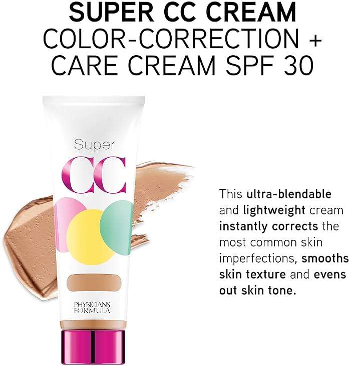 Physicians Formula Super CC+ Cream Color-Correction + Care Cream Full Coverage Light Foundation, Anti Aging Hydrating Serum, For Uneven Skin Tone, Dermatologist Approved - Image 2