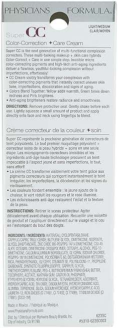 Physicians Formula Super CC+ Cream Color-Correction + Care Cream Full Coverage Light Foundation, Anti Aging Hydrating Serum, For Uneven Skin Tone, Dermatologist Approved - Image 9