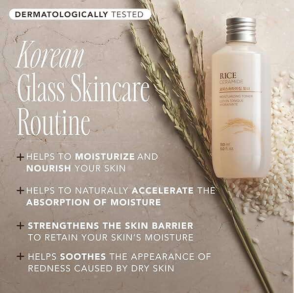 THE FACE SHOP Rice Ceramide Moisturizing Toner, Hydrating with Rice Water, Targets Dryness, Strengthens Skin Barrier, Lightweight, Korean Skin Care, 5.0 fl. oz. - Image 2