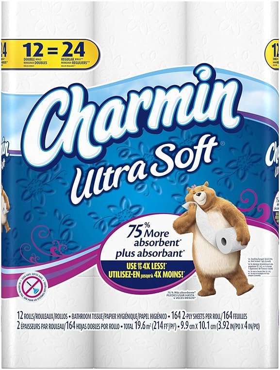 Charmin Ultra Soft Double Roll Toilet Paper, 12 Count - Product Image