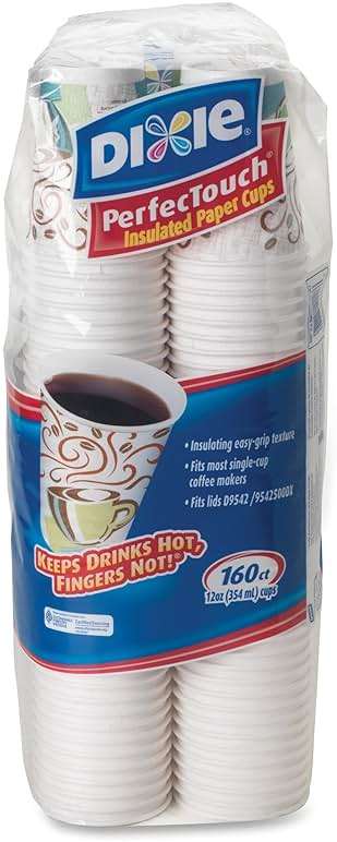 Dixie PerfecTouch 12 oz. Insulated Paper Hot Coffee Cup by GP PRO (Georgia-Pacific), Coffee Haze, 5342CDSBP, 160 Cups Per Case, Coffee Haze Design - Image 1