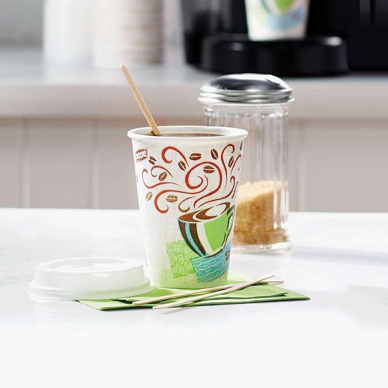 Dixie PerfecTouch 12 oz. Insulated Paper Hot Coffee Cup by GP PRO (Georgia-Pacific), Coffee Haze, 5342CDSBP, 160 Cups Per Case, Coffee Haze Design - Image 4
