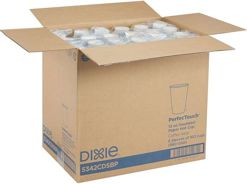 Dixie PerfecTouch 12 oz. Insulated Paper Hot Coffee Cup by GP PRO (Georgia-Pacific), Coffee Haze, 5342CDSBP, 160 Cups Per Case, Coffee Haze Design - Image 5