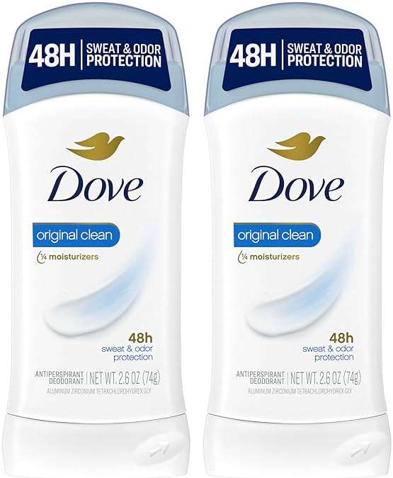 Dove Invisible Solid Antiperspirant Deodorant Stick 2 Count Original Clean, for Women, For All Day Underarm Sweat & Odor Protection 2.6 oz - Image 1