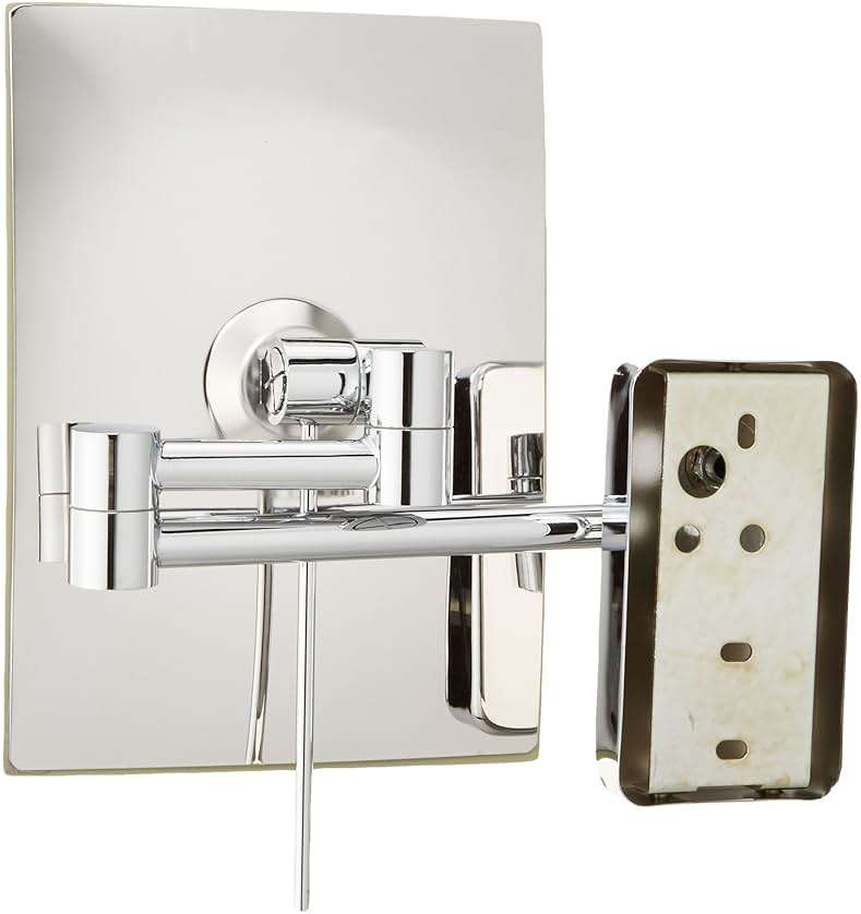 JERDON Wall Mount Makeup Mirror with 5X Magnification - 8.75” x 6.5” Rectangular Mirror Extends 14” – Chrome Finish – Model JRT695C - Image 4