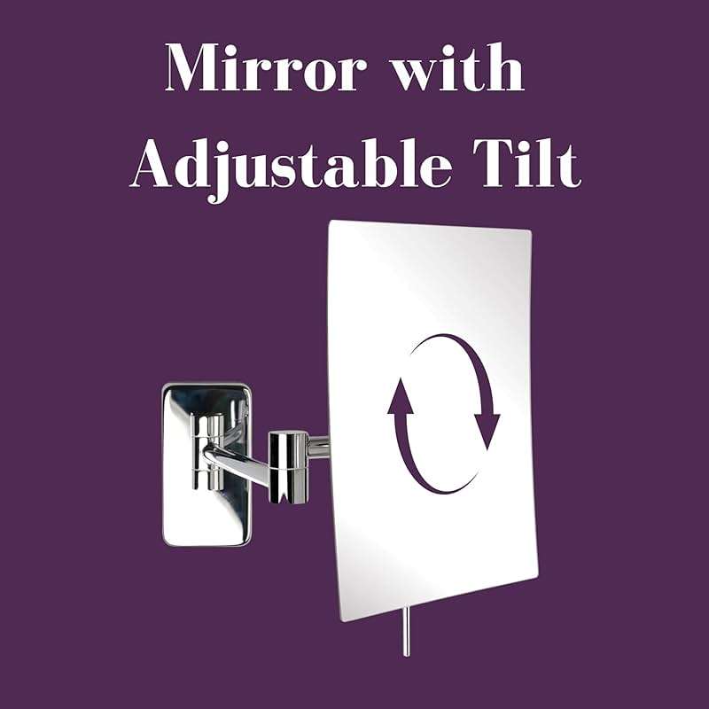 JERDON Wall Mount Makeup Mirror with 5X Magnification - 8.75” x 6.5” Rectangular Mirror Extends 14” – Chrome Finish – Model JRT695C - Image 5